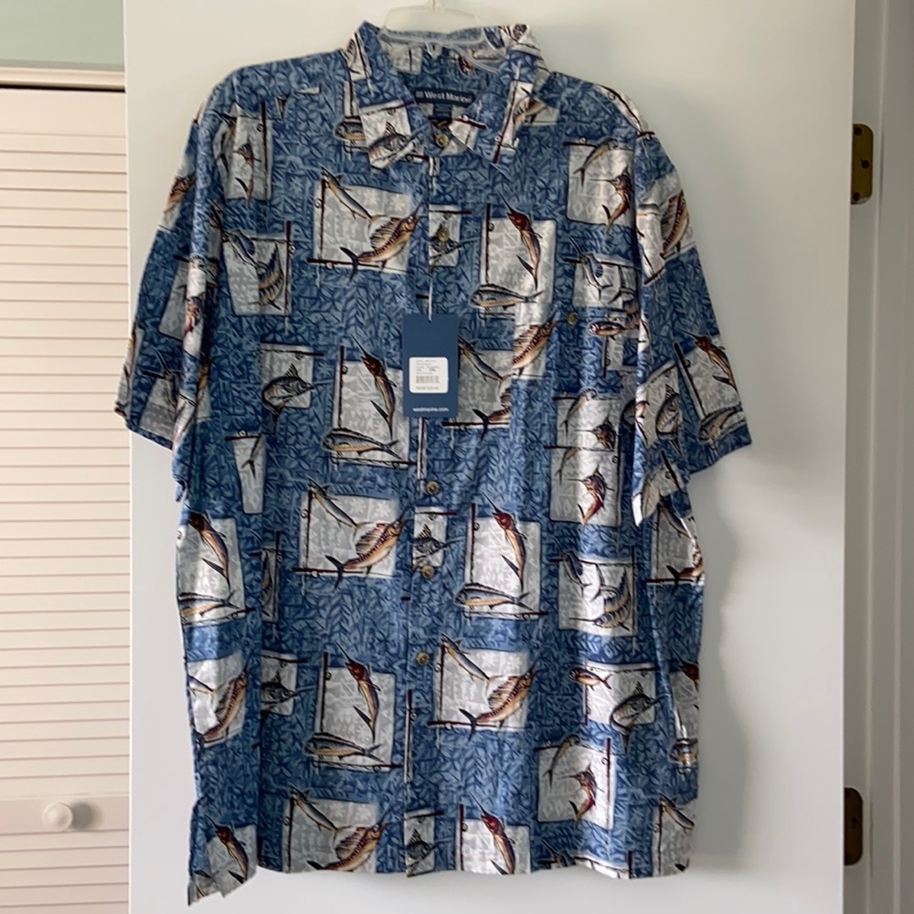 West Marine NWT Fish Themed XXL SS Shirt
